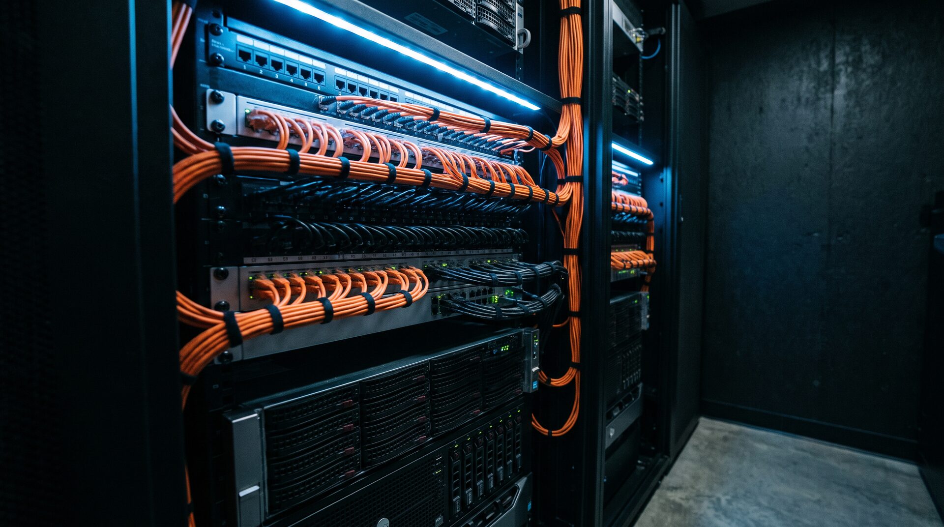 Server rack with professional cable management